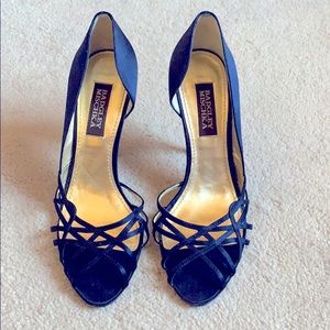Badgley Mischka Navy Blue Silk shoes